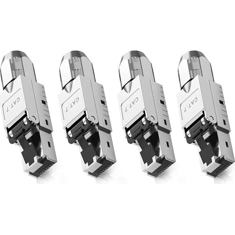 Set Aus 4 Cat 7 Rj45 Netzwerksteckern Für Starre Lan-kabel – Ethernet-verlegekabel – Werkzeugloser Lsa-cat-7-lan-stecker, Vollständig Geschirmt (stp), 10 Gbit/s, Awg 22-24