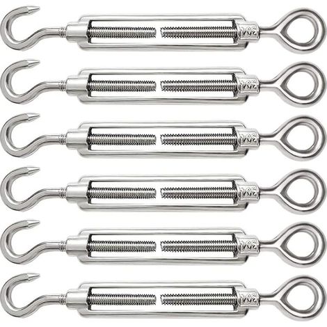 6 Stück Drahtspanner M6 Edelstahl 304 Verstellbar Schraubknebel Und Öse Für Stahlseil Seilspannvorrichtung Zubehör