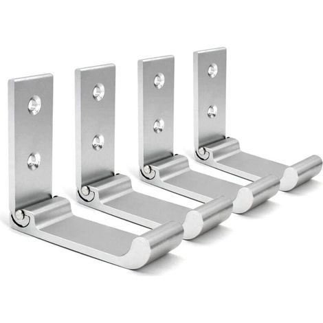 (argent) Faltbare Wandhaken, 4 Stück Wandhalterung Für Helme, Unsichtbare Garderobenhaken, Aluminium-wandhaken, Mit Schrauben, Garderobenleiste