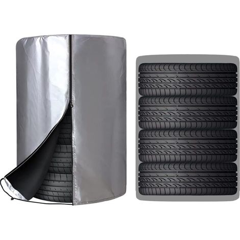 Reifenhülle Für Autoreifen (73x110cm), Wasserdicht Und Staubdicht, Saisonale Hülle Für 4 Reifen, Silberne Hülle Aus Oxford 210d