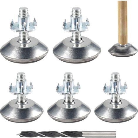 20 Stück Verstellbare Möbelgleiter M8 X 40 Mm Einstellbare Nivellierfüße Einstellschrauben Für Möbel Mit Krallenmuttern Und Metallbohrern Für Stühle Und Tische