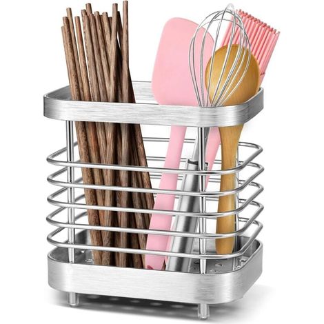 Edelstahl-besteckabtropftrockner, Rostfreier Besteckabtropftrockner, Küchenutensilienhalter – 2 Stück
