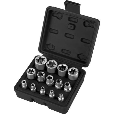 Torx-innensechskant-steckschlüsselsatz 1/4" 3/8" 1/2", E-torx-steckschlüssel E4, E5, E6, E7, E8, E10, E11, E12, E14, E16, E18, E20, E22, E24