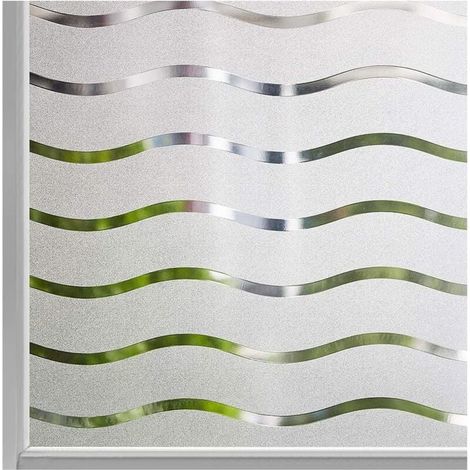 Fensterfolie Für Sichtschutz, Mattiert, Selbstklebend, Statische Haftung Ohne Kleber, Undurchsichtige Glasfolie Mit Uv-schutz, Wellenmuster, 45x200cm