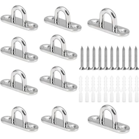 10 Stück M5 Deckenhaken In U-form Aus Edelstahl 304, Basis 15 X 45 Mm, Wandhalterungsplatten Mit Ösen Zur Befestigung Von Seilen An Booten Und Für Yoga Oder Zum Aufhängen Von Deckenleuchten