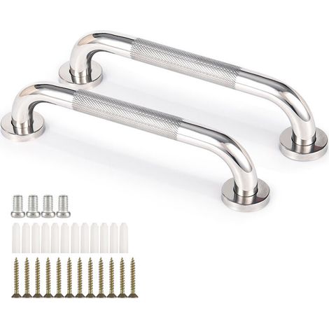 2er-set Haltegriffe Für Das Badezimmer Aus Edelstahl 304, 33 Cm, Mit Rutschfester Grifffläche, Für Badewanne, Toilette, Badezimmer Und Treppen