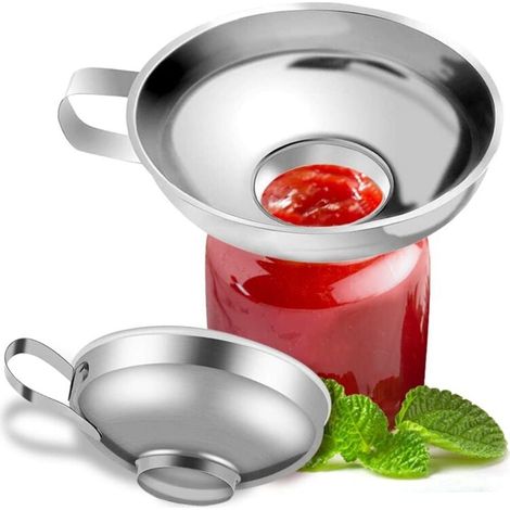 Küchen-trichter Aus Edelstahl, Großer Öffnungswinkel, Metalltrichter Mit Griff Für Die Übertragung Von Öl, Flüssigkeit Und Marmelade, Silberner Trichter, Klein Und Groß