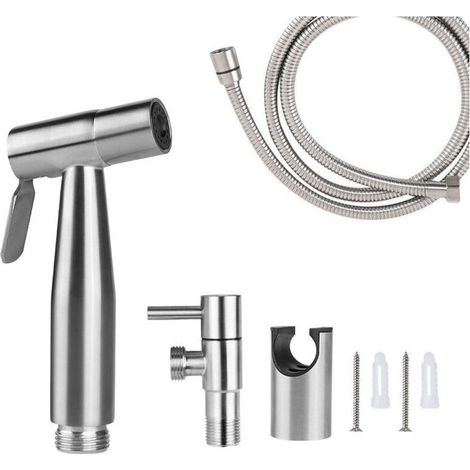 Wc-duschset, 1,5 M Schlauch Und Halterung, G1/2-adapter In Silber