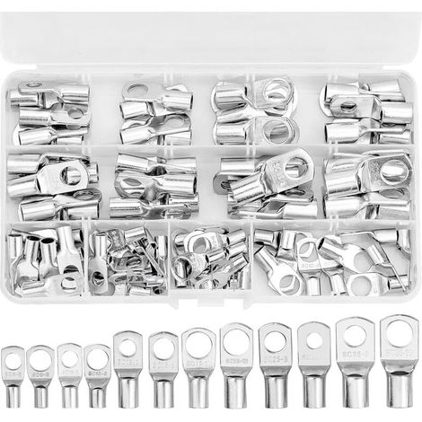 80er-set Sc-kabelschuh Aus Verzinntem Kupfer – Sortiment An Kabelschuhen Für Elektrische Anschlüsse – 6 Mm², 10 Mm², 16 Mm², 25 Mm², 35 Mm², M6, M8, M10