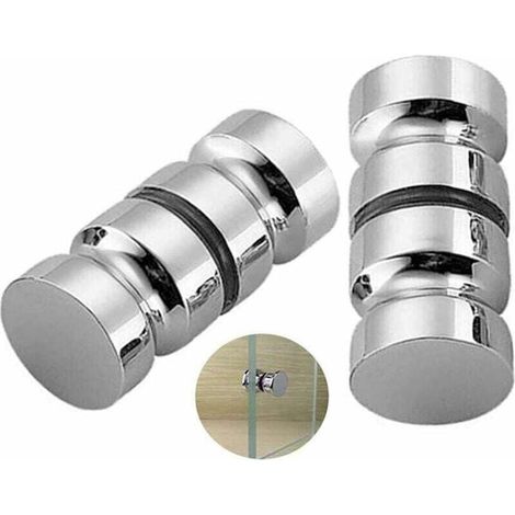 2er-set Duschgriffe, 30 Mm Türgriff, Verchromter Ersatz-türgriff, Runder Glastürgriff Aus Edelstahl, Langlebig