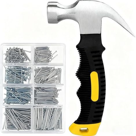 Assortiment De 560 Petits Clous Pour Accrocher Des Photos Et Petit Marteau De 325 G, Mini Marteau Avec Matériel De Clous Assortis