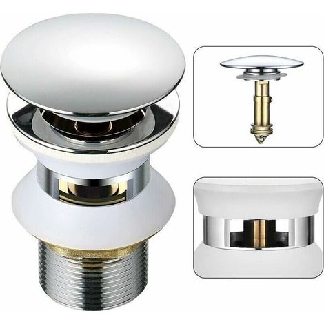 Universeller Waschbeckenstopfen Mit Automatischem Überlauf Pop-up Push Open Click Clack Für Badezimmer 1-1/4 Aus Verchromtem Messing