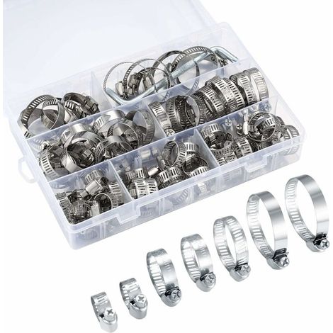 Verstellbare Schlauchschellen, Rohrclips, Schlauchschellen Aus Edelstahl, Rohrzangen Für Automobil-, Poolrohre, 81 Stück/8-44 Mm