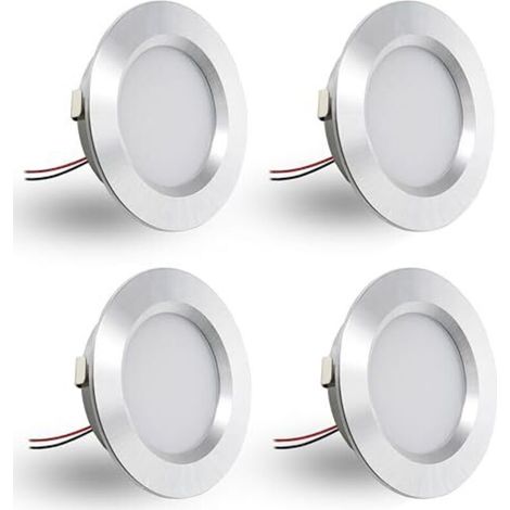 4er-set Led-einbaustrahler 12v 3w, Flache Led-einbauspots, Für Einbaulöcher Von 55–58 Mm Und 14 Mm, Dimmbare Deckenspots 12v Ip44, Einbaustrahler Für Möbel (silber, W