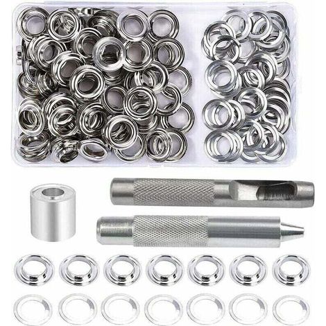 Ösen-set, 100 Stück Ösen Mit 12 Mm, Planen-reparaturset, Mit 3 Werkzeugen Für Ösen Zum Einsetzen In Planen, Stoffe, Zelte Und Bastelarbeiten