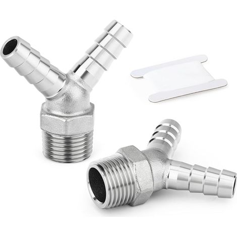 2 Stück 304 Edelstahl Y-rohrverbinder Mit Rillen, 1/2" Bsp 3-wege-verteileradapter Für Wasser, Kraftstoff Und Luft