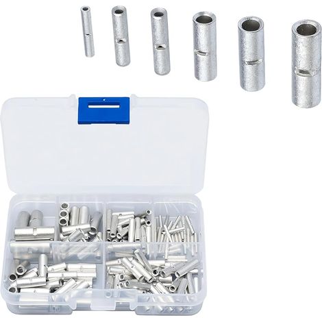 Stromklemmen Zum Crimpen, 200 Stück Crimp-klemmen, Nicht Isolierte Crimp-verbinder, 6 Größen, Für Kabelreparaturen Und Diy-kabelverbindungen