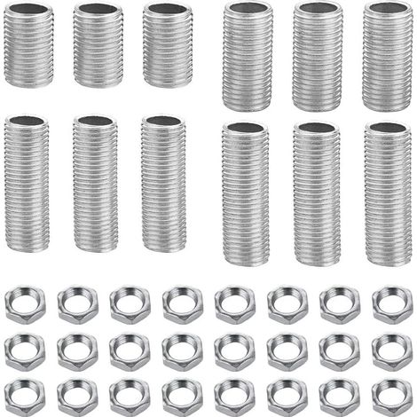 36er-pack Lampenrohranschlüsse Mit M10-gewinde In 2 Cm, 3 Cm, 4 Cm Und 5 Cm Länge Sowie Verzinkte M10-muttern