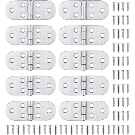 10 Edelstahl-scharniere Und Schrauben, Einfache Montage Und Robust, Für Klapptische, Schranktüren, Klappen, Boots- Und Hausfenster