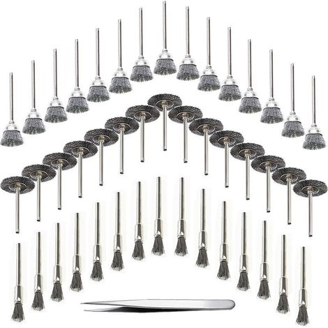 45 Stück Bohrwerkzeug Für Holz, Metallbürste Aus Edelstahl, Rotierende Bohrbürste Aus Metall, Silber (edelstahl)