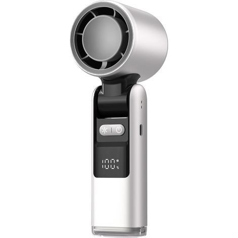 Tragbarer Turbo-ventilator, 3-in-1, Wiederaufladbar Mit 4000 Mah, Mini-usb-ventilator Für Freihändige Nutzung Mit 100 Einstellbaren Geschwindigkeiten, Integrierte Led-lampe, Laufzeit Bis Zu 14 Stunden