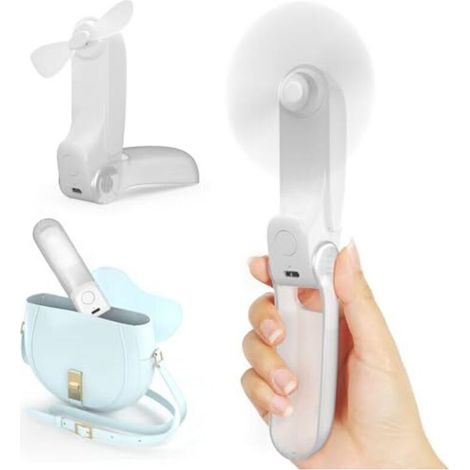 Tragbarer 3-in-1 Usb-akkuventilator, 2 Geschwindigkeiten, 8 H Laufzeit, Integrierter Akku, Weiß – Ideal Für Reise, Büro Und Außenbereich