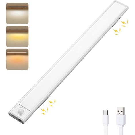 Led-schrankbeleuchtung Mit Bewegungssensor, Led-band Als Schrankleuchte, Usb-wiederaufladbare Unterbauleuchte, Küche-schrankbeleuchtung, 3 Farbmodi, 40 Cm