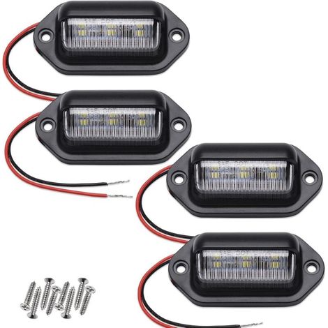 4er-set Led-kennzeichenleuchten, Xenonweiß, 12 V–24 V Dc Wasserdicht, Mit 6 Smds Für Lkw, Suv, Anhänger, Wohnmobile Und Boote.
