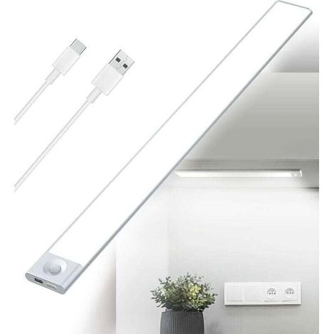 Reglette Led Für Die Küche Unter Dem Schrank, Wiederaufladbar Per Usb, 2500mah, 40cm Dimmbare Schranklampe Mit Bewegungsmelder, Kabellose Wiederaufladbare Led-leiste Mit Pir-sensor Und Batterien Für I