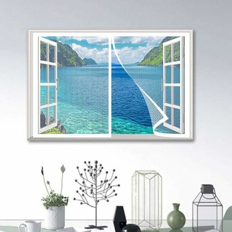 Magnetischer Fenstermückenschutz, Automatischer Verschluss, Ohne Bohren, Kompatibel Mit Den Meisten Fenstertypen Und Balkontüren, Farbe Weiß, Maße 110 X 130 Cm