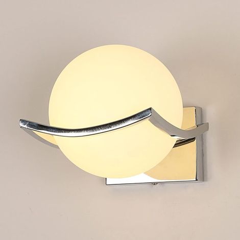 Wandlampe Mit Glaskugel, 15 Cm – Moderne Beleuchtung Für Wohnzimmer, Schlafzimmer Und Treppe – E27-fassung, Metall Und Glas – Beleuchteter Bereich 5–10 M²