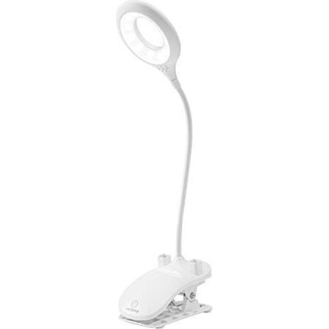 Led-klemmleuchte, Schreibtischlampe Mit Klemme Und Stifthalter, Nachttisch- Und Tischlampen, Kinderfreundliche Augenschutz-lampe Mit 3 Einstellbaren Farben Zum Lesen Und Arbeiten (weiß)