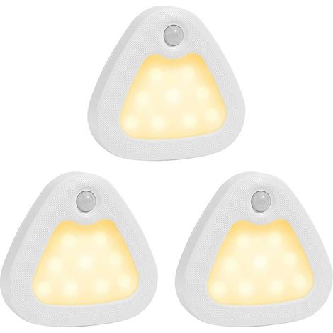 3er-set Kabellose Led-bewegungsmelder-lampen Mit Batterien, Extrem Hell, Mit Magnetstreifen/3m-klebebändern Für Schränke, Flure, Treppen, Warmweiß