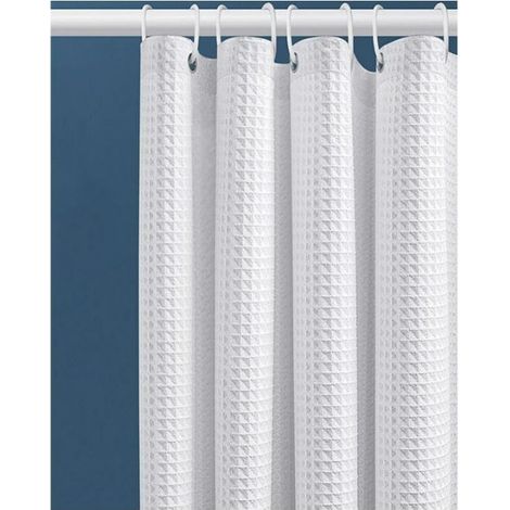 80x180cm (weiß) Waffel-duschvorhang Mit Metallringen Duschvorhang Badewanne Schimmelbeständiges Stoff Duschvorhang Robustes Badezimmer Für Badewanne Duschkabine, Beschwerter Saum