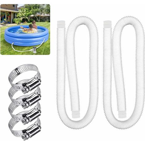 Ersatzschlauch Für Oberirdische Pools Mit 1,25 Zoll Durchmesser, Pool Mit Metallklemme Für Intex-filterpumpen Oder Schläuche Mit 3,2 Cm – 1,5 Meter Lang (2er-pack)