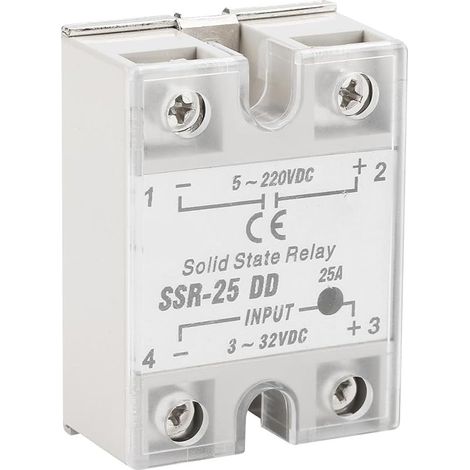 Relais À Semi-conducteurs Ssr-25 Dd 25a 5-220vdc Relais Statique Ssr Pour Processus D'Automatisation Industrielle