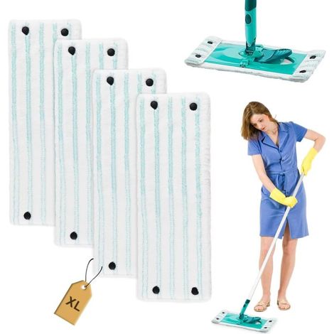 4 Ersatz-wischbezüge Aus Mikrofaser Für Leifheit Clean Twist Xl Micro Duo, 49x15cm Set, Passend Für Alle Böden, Dekontamination