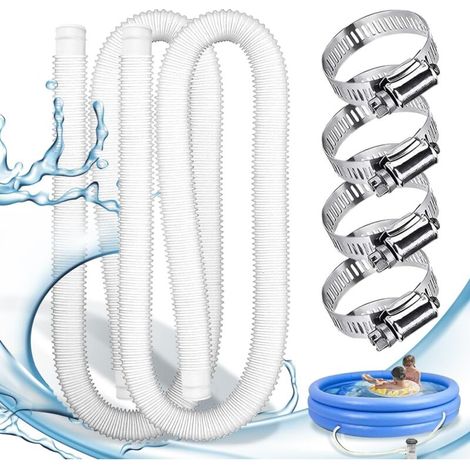 2er-pack Swimmingpool-schlauch, 32 Mm Pool-schlauch, Saugerschlauch Für Swimmingpool Mit 4 Metallschellen, Pumpenschlauch Für Swimmingpool, Geeignet Für Aufstellpools, Whirlpools Und Filterpumpen (wei