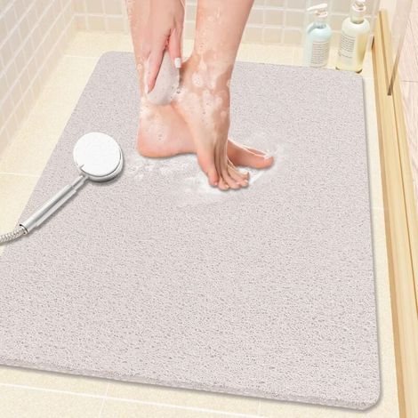 Rutschfeste Duschmatte, 61 X 40,6 Cm, Weich Mit Abfluss, Pvc-badematte In Luffa-optik (phthalatfrei) Für Badewanne Und Badezimmer, Schnelltrocknend, Weiß