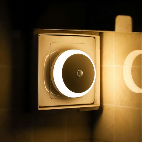 Nachtlicht Led, Nachtlicht Warmweiß Mit Stecker, Rund, Lichtsensor, Energiesparend, 2er-pack