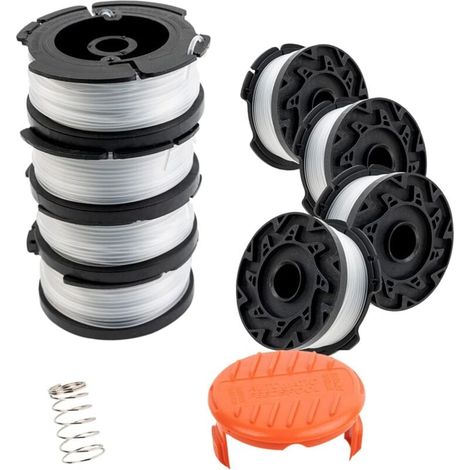 Trimmer-schnur Passend Für Black & Decker Af-100, Ersatzspule, 8 Ersatzspulen Mit 1 Spulendeckel Und 1 Feder