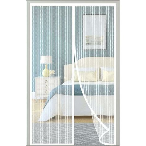 Magnetischer Fliegengitter Für Tür Oder Fenster, 80 X 210 Cm, Weiß, Ohne Bohren, Automatisches Schließen Mit 34 Integrierten Magneten, Ultrafeines Und Langlebiges Netz