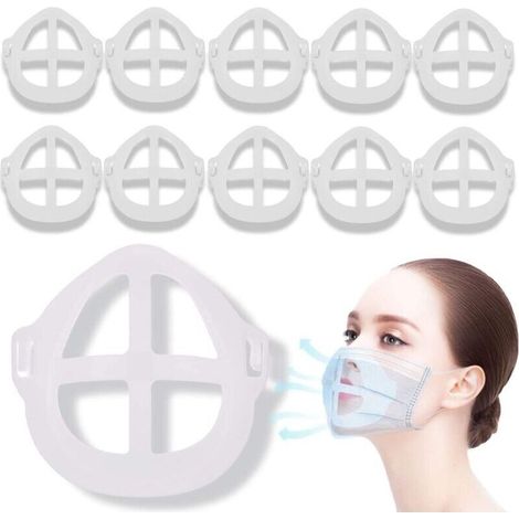 Support-maske [10 Stück], 3d-gießstützmaske – Wiederverwendbar Und Waschbar – Erhöht Den Atemraum – Passend Für Nase Und Mund – Op-maskenhalter