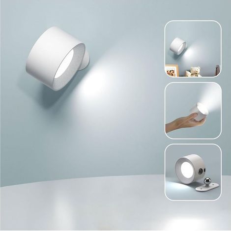 Led-innenwandlampe Mit Touch-funktion Und Usb-ladeanschluss, 3 Helligkeitsstufen Und 3 Einstellbare Farbtemperaturen, 360° Drehbarer Arm