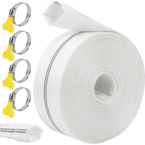 Druckschlauch 1 1/2" Flacher Schlauch Aus Gewebe 38mm 20m Mit 4 Clips Für Tauchpumpen Und Andere Beckenentleerung Gartenbewässerung Whirlpool Pool Oder Abfluss
