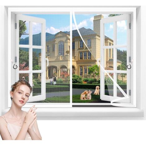 Magnetischer Moskitoschutz Für Fenster Und Türen, 120 X 120 Cm, Fliegengitter Mit Automatischem Verschluss, Einfache Werkzeuglose Installation, Für Balkon Oder Innentür, Farbe Weiß