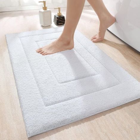 Rutschfeste Badematte, Flauschiges Badematten-mikrofaser-teppich, Wasserabsorbierend, Maschinenwaschbar, Extra Dicke Duschmatte Für Badezimmer, 40 X 60 Cm, Weiß