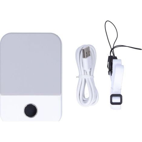 Akku-betriebener, Per Usb Aufladbarer Tragbarer Ventilator Mit Led-digitalanzeige, Als Nackenventilator Zum Umhängen, Farbe Weiß, Für Den Innen- Und Außenbereich.