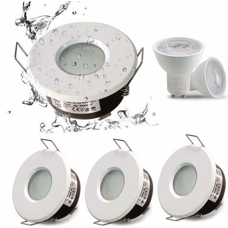 Ip65 Einbau-spot Led, Wasserdicht, Gu10-fassung, Geeignet Für Bad- Und Küchenspots (leuchtmittel Nicht Enthalten) Weiß Downlight Ausschnitt 75mm
