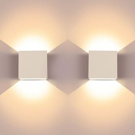 2er-set Led-wandleuchten 6 W, Quadratische Aluminium-wandleuchte Mit Licht Nach Oben Und Unten, Warmweiß 3000 K, Ideal Für Wohnzimmer, Schlafzimmer, Flur Und Esszimmer, Energieklasse
